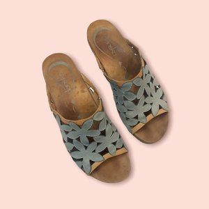 Dansko Clarissa Floral Sandals Cutouts Leather Slip On EURO 39